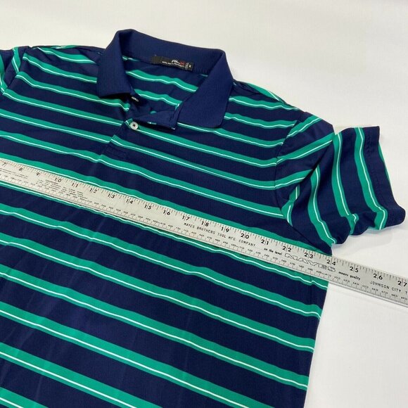 RLX Ralph Lauren Polo Shirt Men's Size XL Blue/Green Striped Golf Short Sleeve - Picture 4 of 7